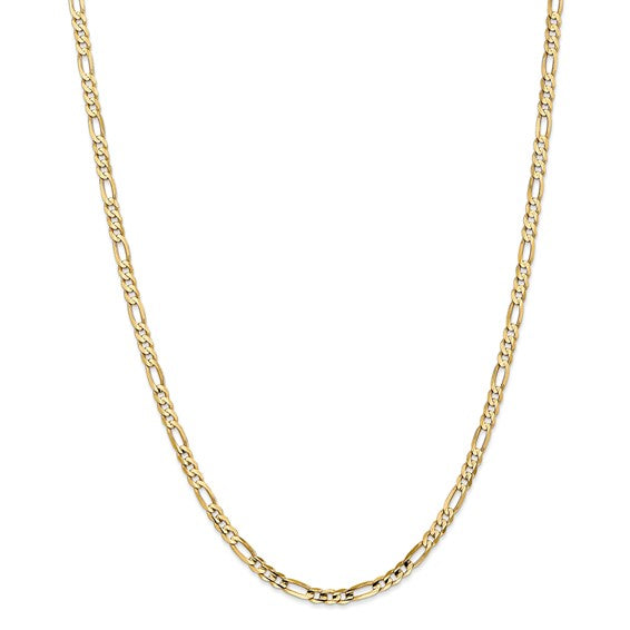 Concave Open Figaro Chain in 14k Gold